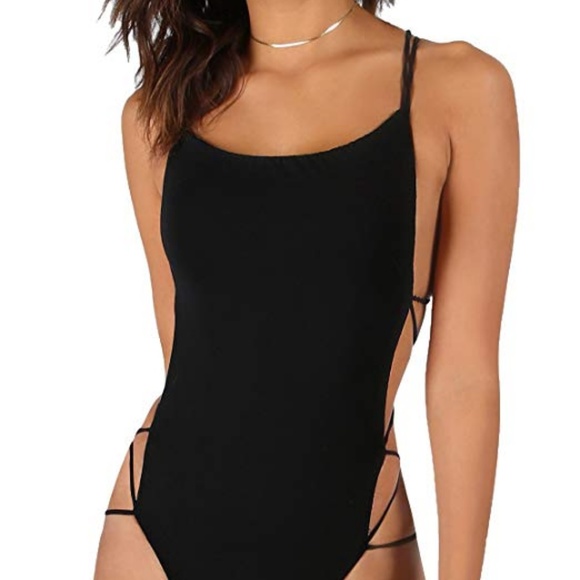 NWT BLACK STRAPPY BACKLESS BODYSUIT - Picture 5 of 6